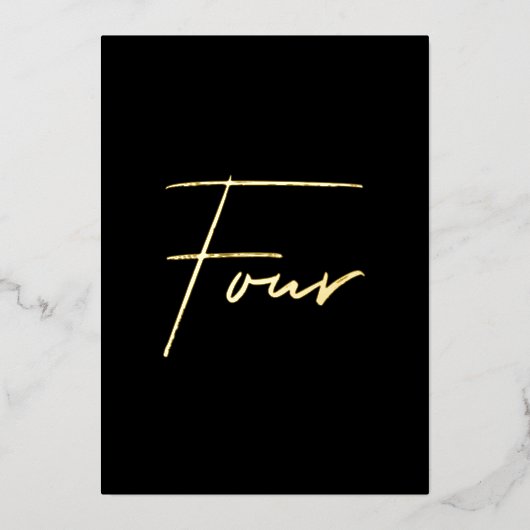 Elegant Zwart & Goud Folie Trouwtafel Nummer Folie Feestdagenkaart (Voorkant)