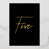 Elegant Zwart & Goud Folie Trouwtafel Nummer Folie Feestdagenkaart (Voorkant)