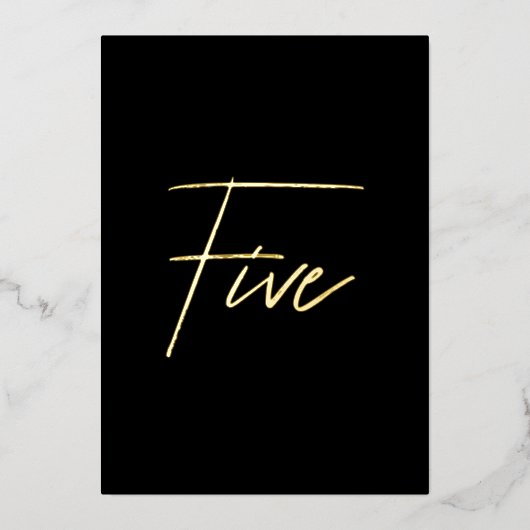 Elegant Zwart & Goud Folie Trouwtafel Nummer Folie Feestdagenkaart (Voorkant)