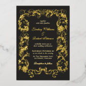 Elegant Zwart Goud Folie Uitnodiging (Voorkant)