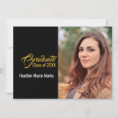 Elegant Zwart Goud Foto Afstuderen Celebration Kaart (Voorkant)