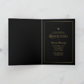 Elegant Zwart Goud Foto Mis Quince Quinceañera (Binnen)