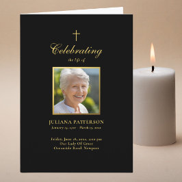 Elegant Zwart Goud Foto's Begrafenis Orde van Serv Programma