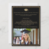 Elegant Zwart Goud Fotoscript Afstuderen Kaart (Achterkant)