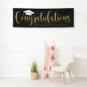 Elegant Zwart Goud Gefeliciteerd Afgestudeerde Spandoek (Insitu)