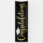 Elegant Zwart Goud Gefeliciteerd Afgestudeerde Spandoek (Verticaal)