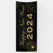 Elegant Zwart Goud Gelukkig Nieuwjaar 2025 Party B Spandoek (Verticaal)