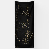 Elegant zwart goud Gelukkig Nieuwjaar Spandoek (Verticaal)