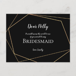 Elegant Zwart & Goud Geometrisch/Bruidsmeisje Aanv Briefkaart