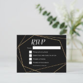 Elegant Zwart & Goud Geometrisch Lijst Bruiloft RS Briefkaart (Staand voorkant)