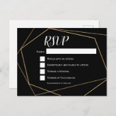 Elegant Zwart & Goud Geometrisch Lijst Bruiloft RS Briefkaart (Voorkant / Achterkant)