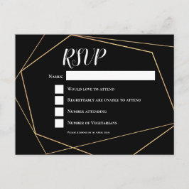 Elegant Zwart & Goud Geometrisch Lijst Bruiloft RS Briefkaart