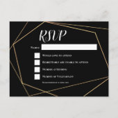 Elegant Zwart & Goud Geometrisch Lijst Bruiloft RS Briefkaart (Voorkant)