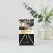 Elegant Zwart Goud Geometrisch Marmer Schaar Visitekaartje (Staand voorkant)