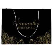 Elegant zwart goud gepersonaliseerd bruidsmeisje groot cadeauzakje (Achterkant)
