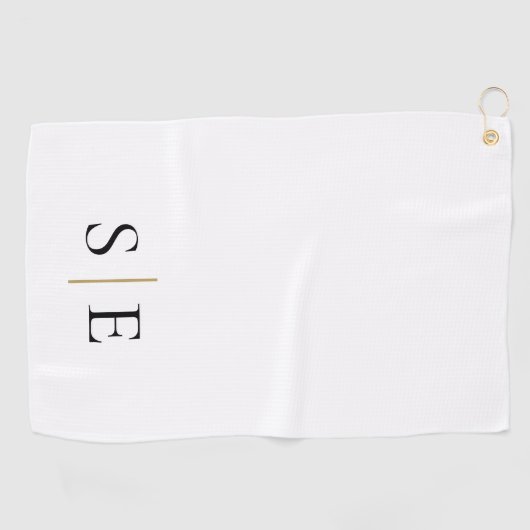 Elegant zwart goud gepersonaliseerd monogram  golfhanddoek (Horizontaal)