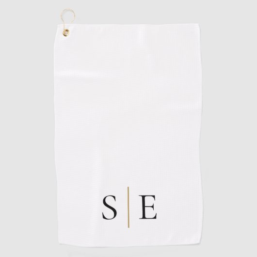 Elegant zwart goud gepersonaliseerd monogram golfhanddoek (Voorkant)