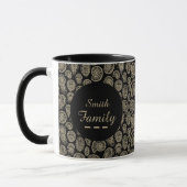 Elegant zwart goud gepersonaliseerde familienaam F Mok (Links)