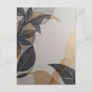 Elegant zwart goud gestileerd blad botanisch patro briefkaart