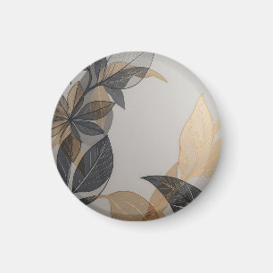 Elegant zwart goud gestileerd blad botanisch patro magneet