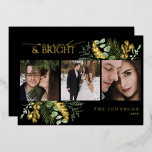 Elegant Zwart Goud Getrouwd & Heldere Kerstmis Folie Feestdagenkaart<br><div class="desc">Elegant Black Gold Married & Bright Christmas Folie Holiday Kaart Vier uw eerste vakantieseizoen als pasgetrouwden met deze luxe "Married & Bright" kerstkaart. Deze kaart is ontworpen om de elegantie van uw vakbond te weerspiegelen en heeft een verbluffende mix van diepzwart en glinsterende gouden folie, waardoor een adembenemend contrast ontstaat...</div>
