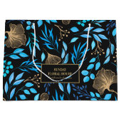 Elegant Zwart Goud Ginkgo Bloemen Bedrijf Groot Cadeauzakje (Voorkant)