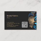 Elegant Zwart Goud Ginkgo Bloemen Vrouwelijk Visitekaartje (Achterkant)