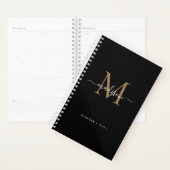 Elegant zwart goud Girly Monogram Script Naam 2021 Planner (Display)