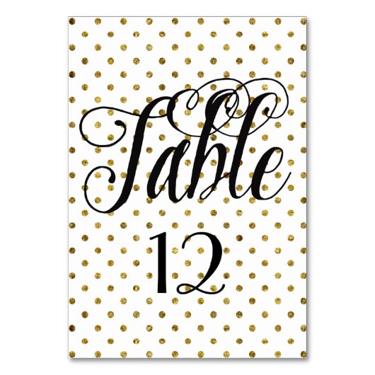 Elegant Zwart Goud Glam Stippen tafelnummer (Voorkant)