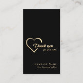 Elegant Zwart & Goud Glanzend Hart QR Code Dank u Visitekaartje (Voorkant)