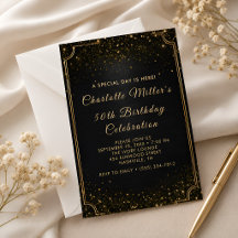 Elegant Zwart Goud Glitter 50e Verjaardagsfeest