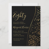 Elegant Zwart Goud Glitter 80ste Tachtig Verjaarda Kaart (Voorkant)