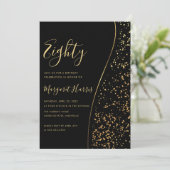 Elegant Zwart Goud Glitter 80ste Tachtig Verjaarda Kaart (Staand voorkant)