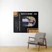 Elegant Zwart Goud Glitter Afstuderen Foto Welkom Wandkleed (In Situ (horizontaal))