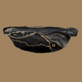 Elegant Zwart Goud Glitter Agaat Marmer Waterverf Heuptasje