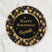 Elegant zwart goud glitter ballonnen patroon A021 Bedankjes Labels (Voorkant)