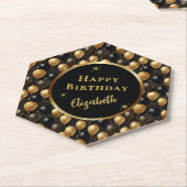 Elegant zwart goud glitter ballonnen patroon A021 Kartonnen Onderzetters (Schuin)