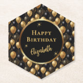 Elegant zwart goud glitter ballonnen patroon A021 Kartonnen Onderzetters (Voorkant)