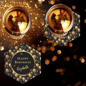 Elegant zwart goud glitter ballonnen patroon A021 Kartonnen Onderzetters
