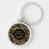 Elegant zwart goud glitter ballonnen patroon A021 Sleutelhanger (Voorkant)