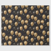 Elegant zwart goud glitter ballonnen patroon A025 Cadeaupapier (Vlak)