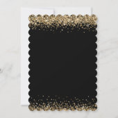Elegant Zwart Goud Glitter Borders Bruiloft Kaart (Achterkant)
