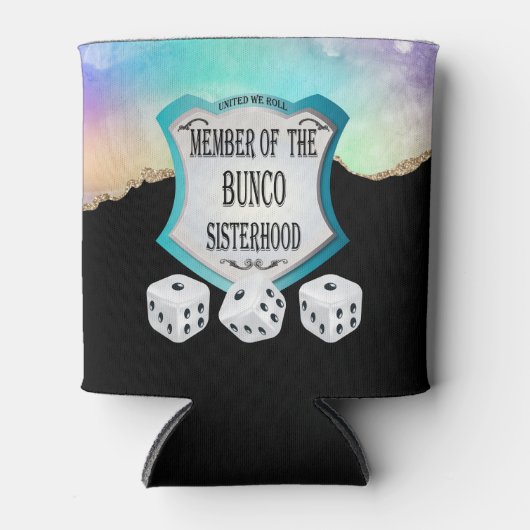 Elegant zwart goud glitter bunco zusterschap dobbe blikjeskoeler (Voorkant)