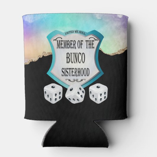 Elegant zwart goud glitter bunco zusterschap dobbe blikjeskoeler (Achterkant)