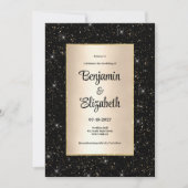 Elegant zwart goud glitter confetti Bruiloft Kaart (Voorkant)
