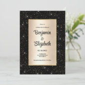Elegant zwart goud glitter confetti Bruiloft Kaart (Staand voorkant)