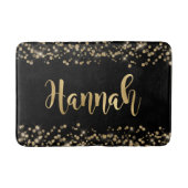 Elegant Zwart Goud Glitter Confetti Gouden Naam Badmat (Voorkant)