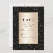 Elegant zwart goud glitter confetti RSVP Kaart (Voorkant)