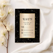 Elegant zwart goud glitter confetti RSVP Kaart