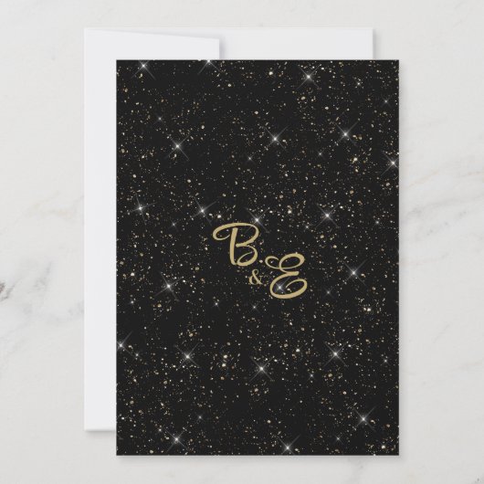 Elegant zwart goud glitter confetti Save the Date Kaart (Achterkant)